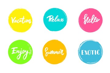 Set of summer colorful universal use circles.