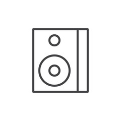 Sound speaker box line icon, outline vector sign, linear style pictogram isolated on white. Symbol, logo illustration. Editable stroke. Pixel perfect