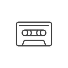 Audio cassette line icon, outline vector sign, linear style pictogram isolated on white. Symbol, logo illustration. Editable stroke. Pixel perfect