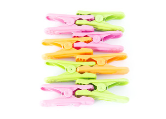 Clothespin on white background