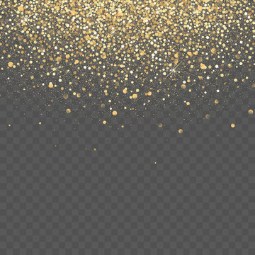 Vector gold glitter background. Star dust sparks transparent background