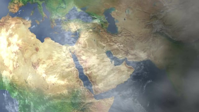 Doha -  Qatar Zoom In From Space
