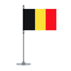 Belgian flag on the metallic pole, vector illustration