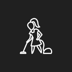 Obraz na płótnie Canvas Vector Illustration Of Cleaning Symbol On Floor Dusting Outline. Premium Quality Isolated Woman Element In Trendy Flat Style.
