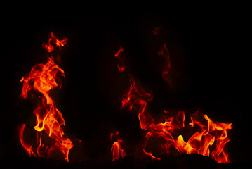 Fire Texture With Motion Blur Effect Over Black Background