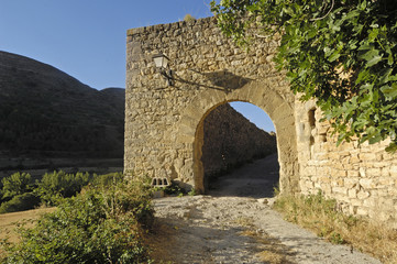 Fototapeta na wymiar Valero door in Miramben, Maestrazgo, Castellon province, Valencian community, Spain
