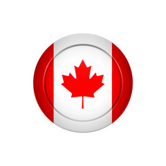 Fototapeta na wymiar Canadian flag on the round button, vector illustration