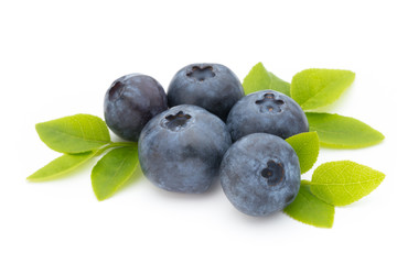 Fresh blueberries on a white background.