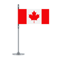 Fototapeta na wymiar Canadian flag on the metallic pole, vector illustration