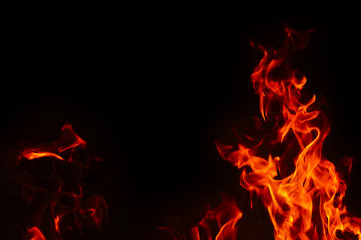 Fire Texture With Motion Blur Effect Over Black Background