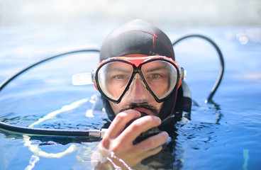 Scuba diver ready to dive