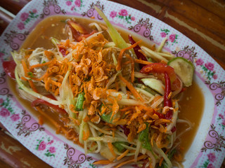 Famous Thai food, Papaya sald (Somtam)