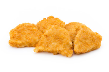 Nugget chiken on the white background.