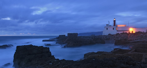 Dusk at the lighthouse Raso, Cascais, Lisboa region, Portugal