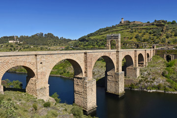 Fototapeta premium Roman bridge over the Tajo river in Alcantara, Caceres province, Extremadura, Spain