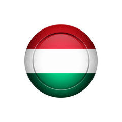 Hungarian flag on the round button, vector illustration