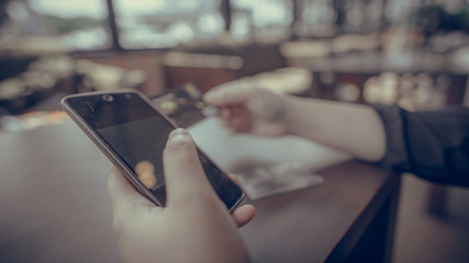 Financial Technology Payment Online Shopping With Debit Card On Mobile Banking