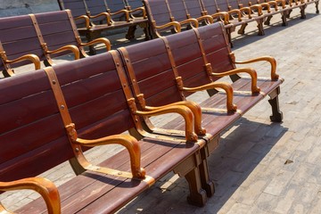 Comfortable seats made out of wood