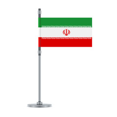 Iranian flag on the metallic pole, vector illustration
