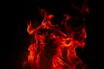 Fire Texture With Motion Blur Effect Over Black Background