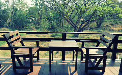 Brown wooden table and chairs  set