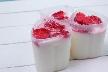 Homemade yogurt with strawberries multi cooker