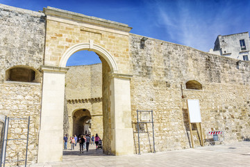 Entrance to medieval castle in Otranto, Italy