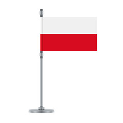 Polish flag on the metallic pole, vector illustration