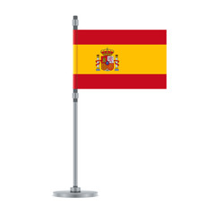 Spanish flag on the metallic pole, vector illustration