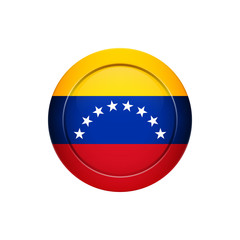 Venezuelan flag on the round button, vector illustration