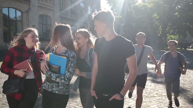College students meeting on university campus