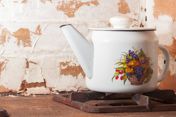 Kettle on the Russian stove