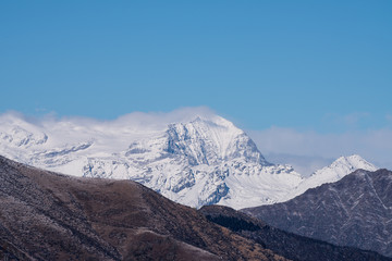 Snowy peak of the rosa mount