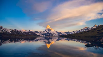 Store enrouleur occultant Cervin Colorful summer panorama of the Matterhorn pyramid and Stellisee lake. Few minutes before sunrise. Great june outdoor scene in Swiss Alps, Zermatt, Switzerland, Europe 2017