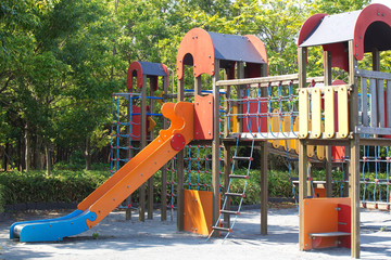 Children playground at pubic park in summer season