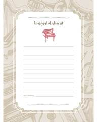 Musical Instruments - hand drawn template card.