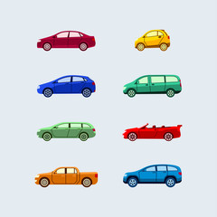 Car Classification - modern vector flat design icons set.