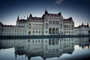 Fototapeta na wymiar Budapest, Hungary - Reflection of Parliament
