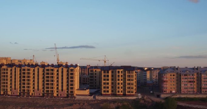 panoramic view of new residential area and house under construction