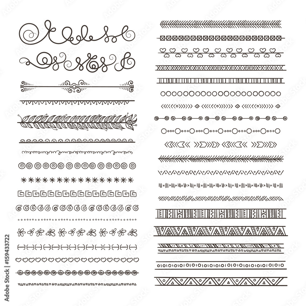Canvas Prints vector borders and dividers. hand drawn frames isolate on white