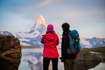 Couple admiring the Alps, Matterhorn Peak, June 2017