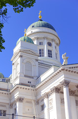 Fototapeta na wymiar Helsinki Cathedral, a Lutheran church and landmark building in the Senate Square area of the capital city of Finland