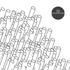 Abstract geometric black and white ornament generated by random circles