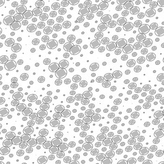 Seamless geometric black and white ornament generated by random circles and squares