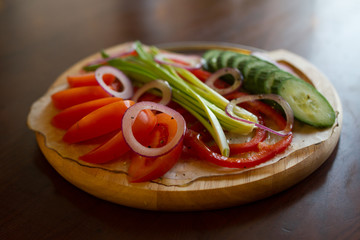 Set of vegetables on white background.