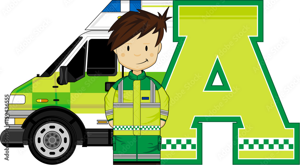 Poster a is for ambulance man