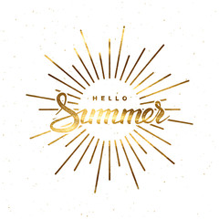 Summer retro label with light rays