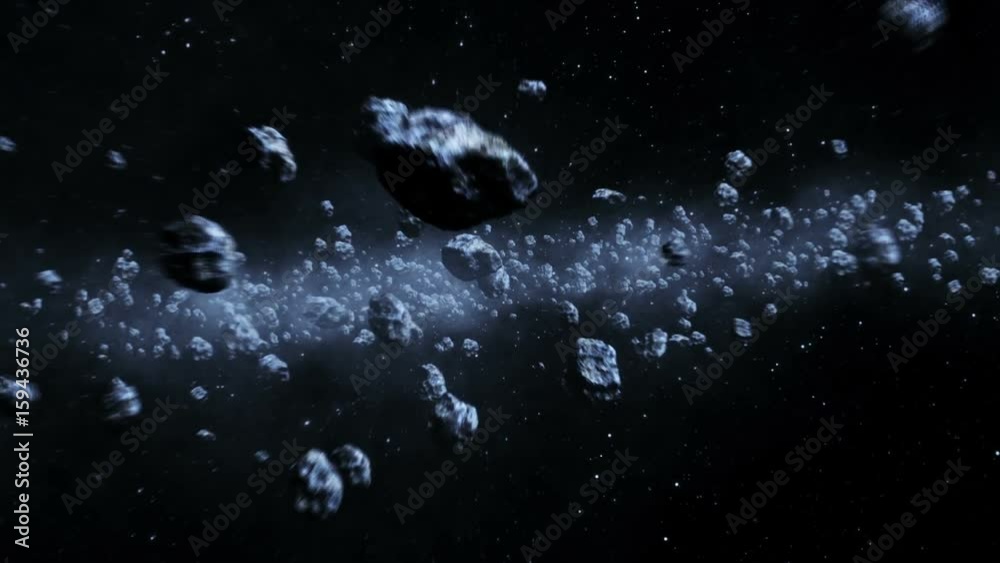 Canvas Prints beautiful flight through asteroid belt in open space. asteroids collisions 3d animation. hd 1080.