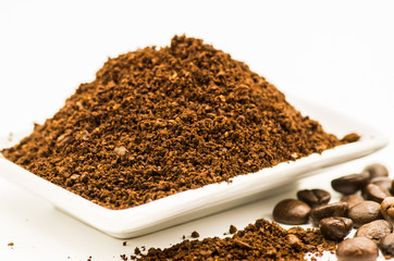 grounded coffee beans
