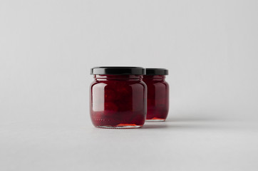 Cherry Jam Jar Mock-Up - Two Jars